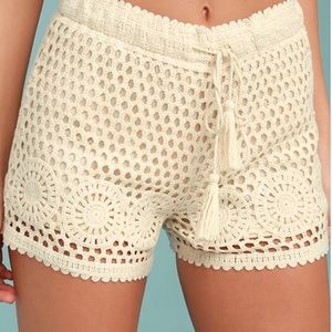 Lulu’s Lasting Friendship Cream Crochet Shorts